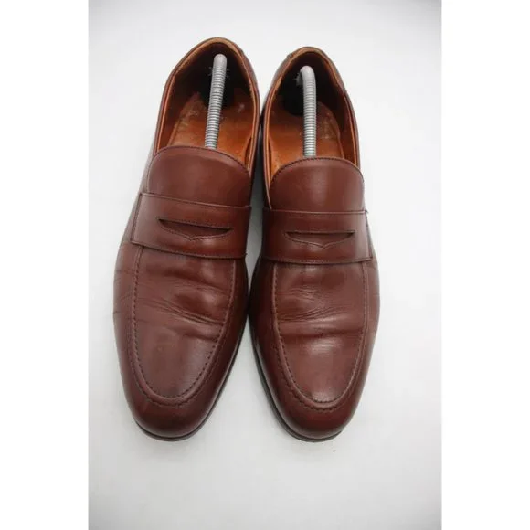 WOLF & SHEPHERD  Brown Ringer Leather Penny Loafers Men's Size 10.5 Dress Shoes - Picture 2 of 12